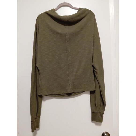We The Free | Free People Green Slouch Neck Knit Long Sleeve Top Medium - Picture 5 of 8
